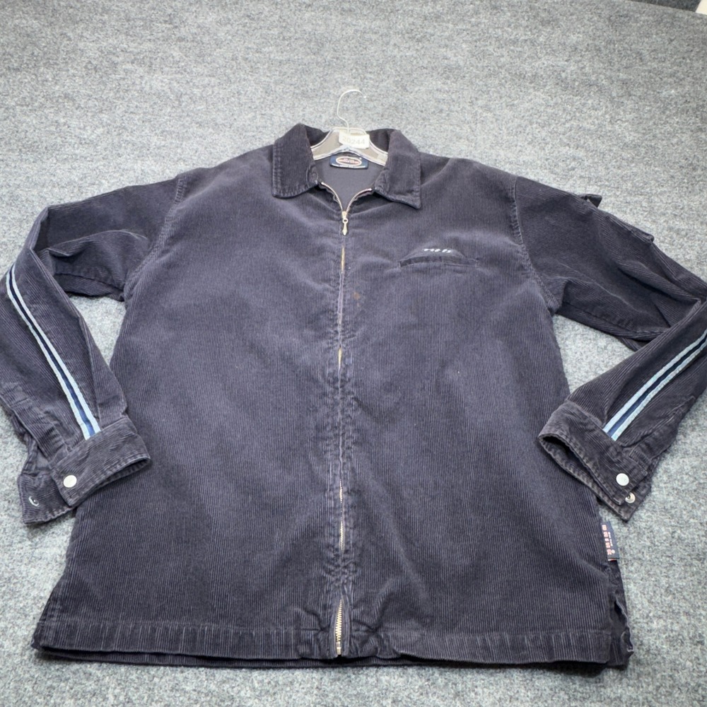 Vintage On The Brink Corduroy Jacket Mens Large Blue Y2K Skate Full Zip OTB Coat